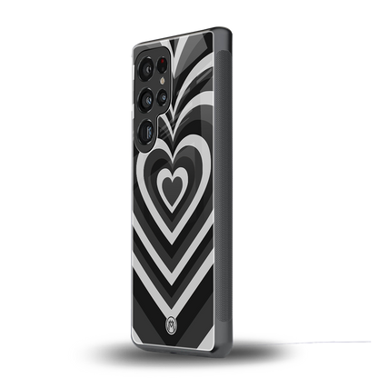 y2k retro black hearts back phone cover | glass case for samsung galaxy s25 ultra