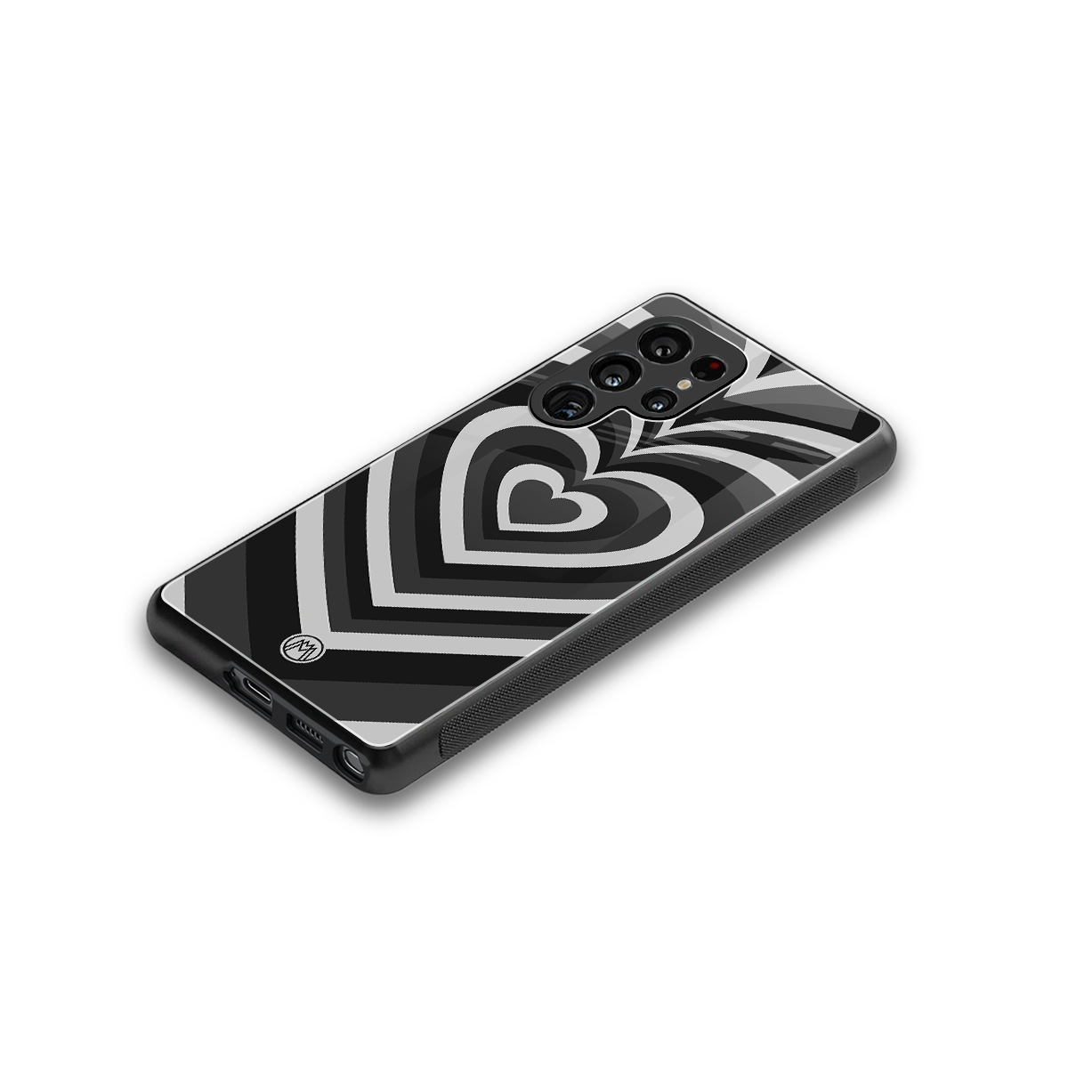 y2k retro black hearts back phone cover | glass case for samsung galaxy s25 ultra