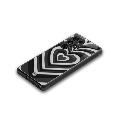 y2k retro black hearts back phone cover | glass case for samsung galaxy s25 ultra