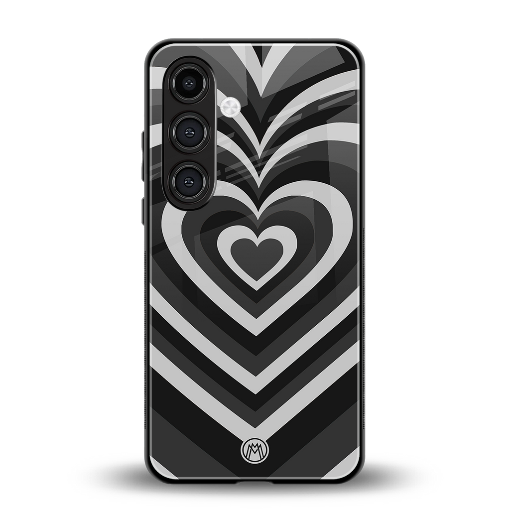 y2k retro black hearts back phone cover | glass case for samsung galaxy s24 fe