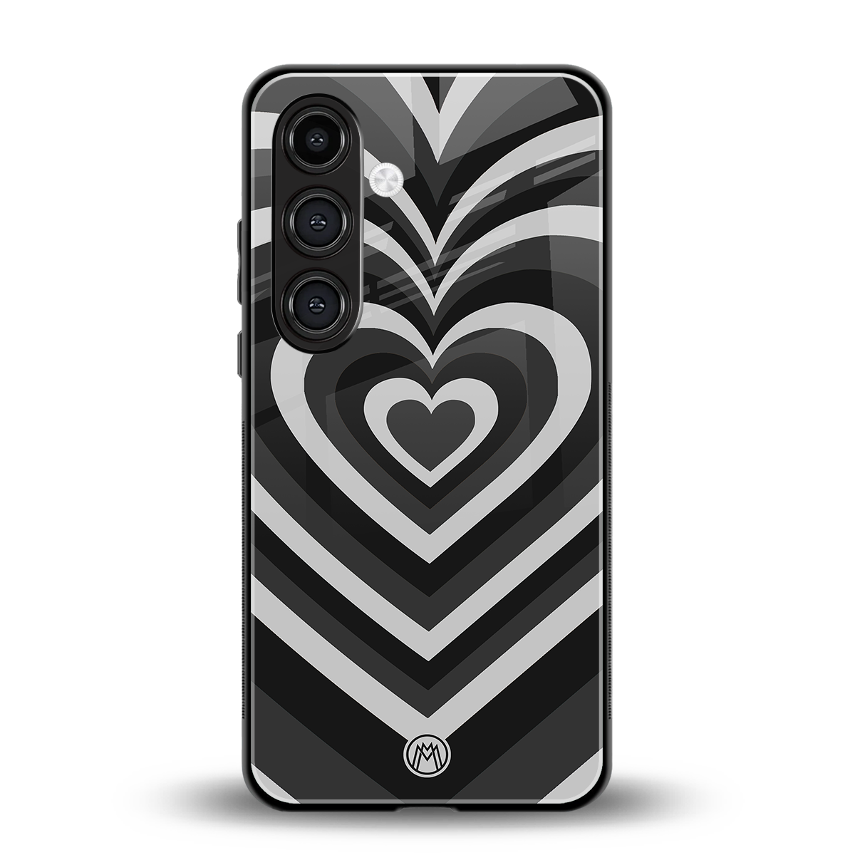 y2k retro black hearts back phone cover | glass case for samsung galaxy s24 plus