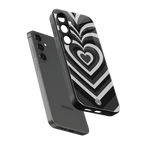 y2k retro black hearts back phone cover | glass case for samsung galaxy s24