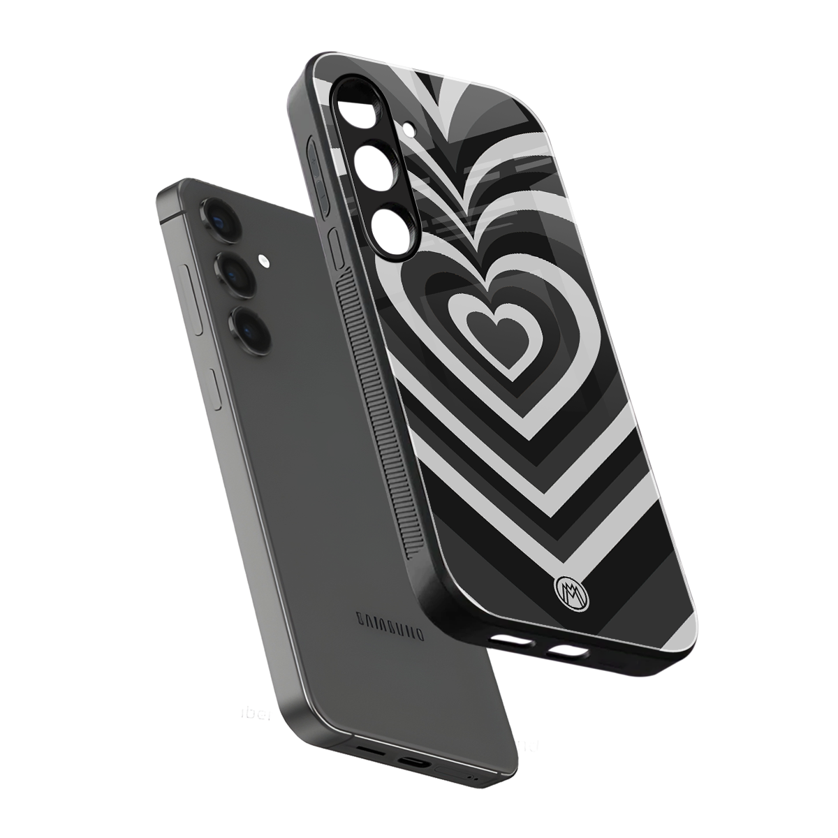 y2k retro black hearts back phone cover | glass case for samsung galaxy s24
