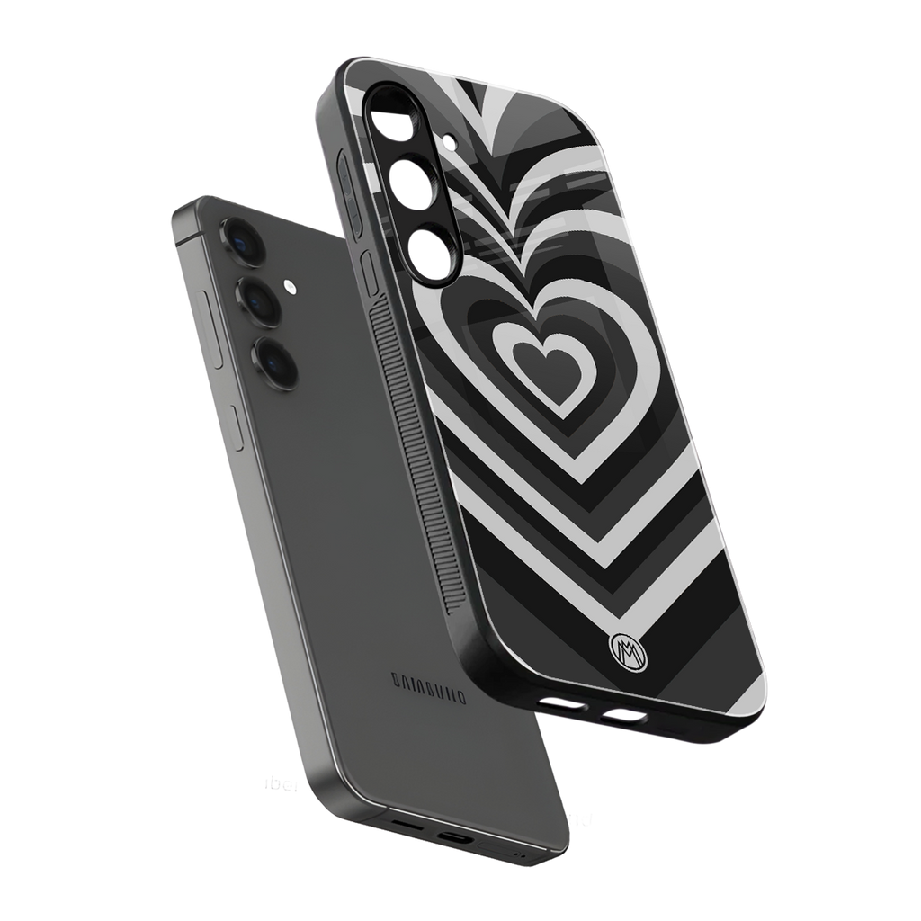 y2k retro black hearts back phone cover | glass case for samsung galaxy s25 plus