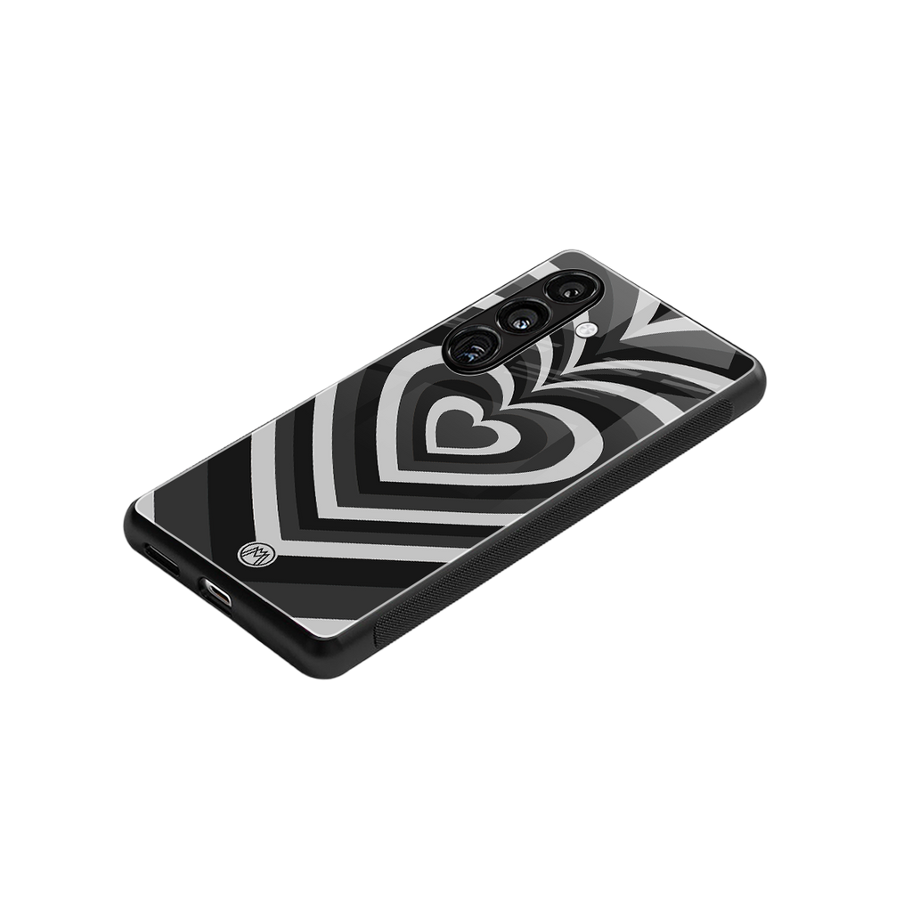y2k retro black hearts back phone cover | glass case for samsung galaxy s24 fe