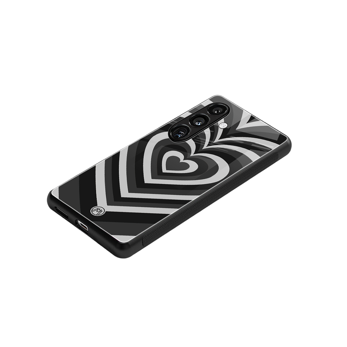 y2k retro black hearts back phone cover | glass case for samsung galaxy s23