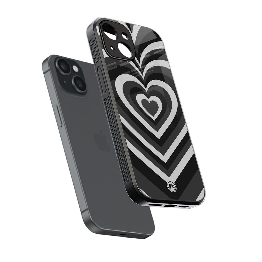y2k retro black hearts back phone cover | glass case for iphone 15