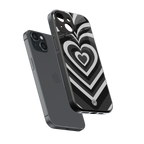 y2k retro black hearts back phone cover | glass case for iphone 15