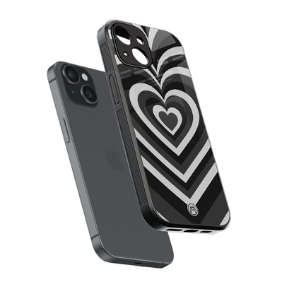 y2k retro black hearts back phone cover | glass case for iphone 14