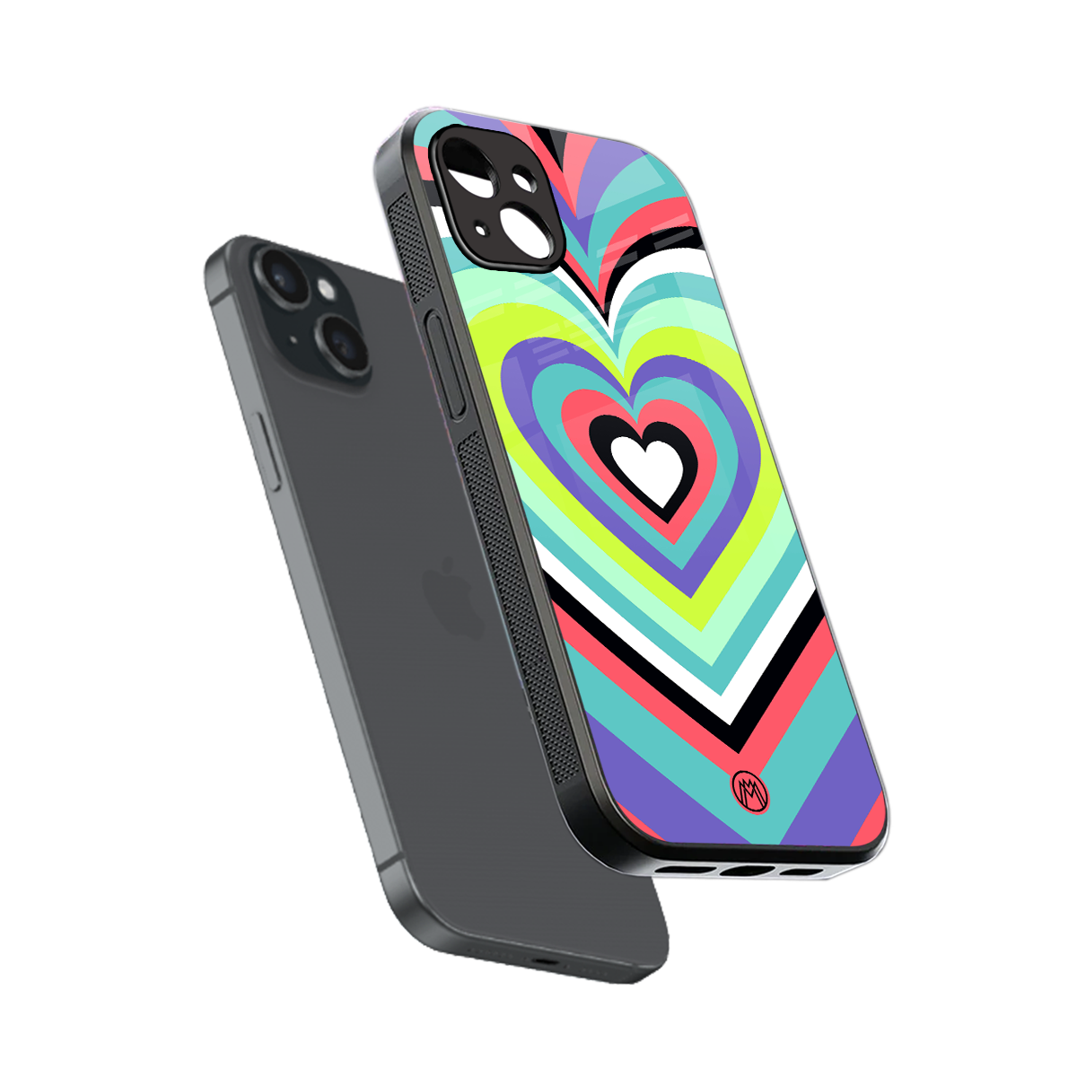 y2k sweet fusion pink hearts back phone cover | glass case for iphone 15 plus