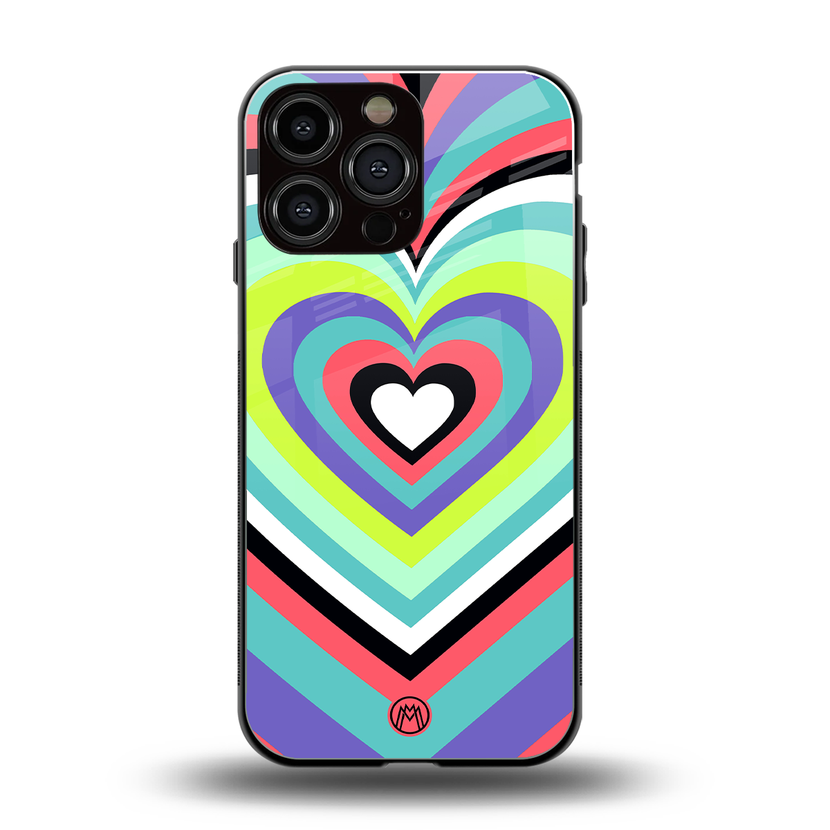 y2k sweet fusion pink hearts back phone cover | glass case for iphone 16 pro max