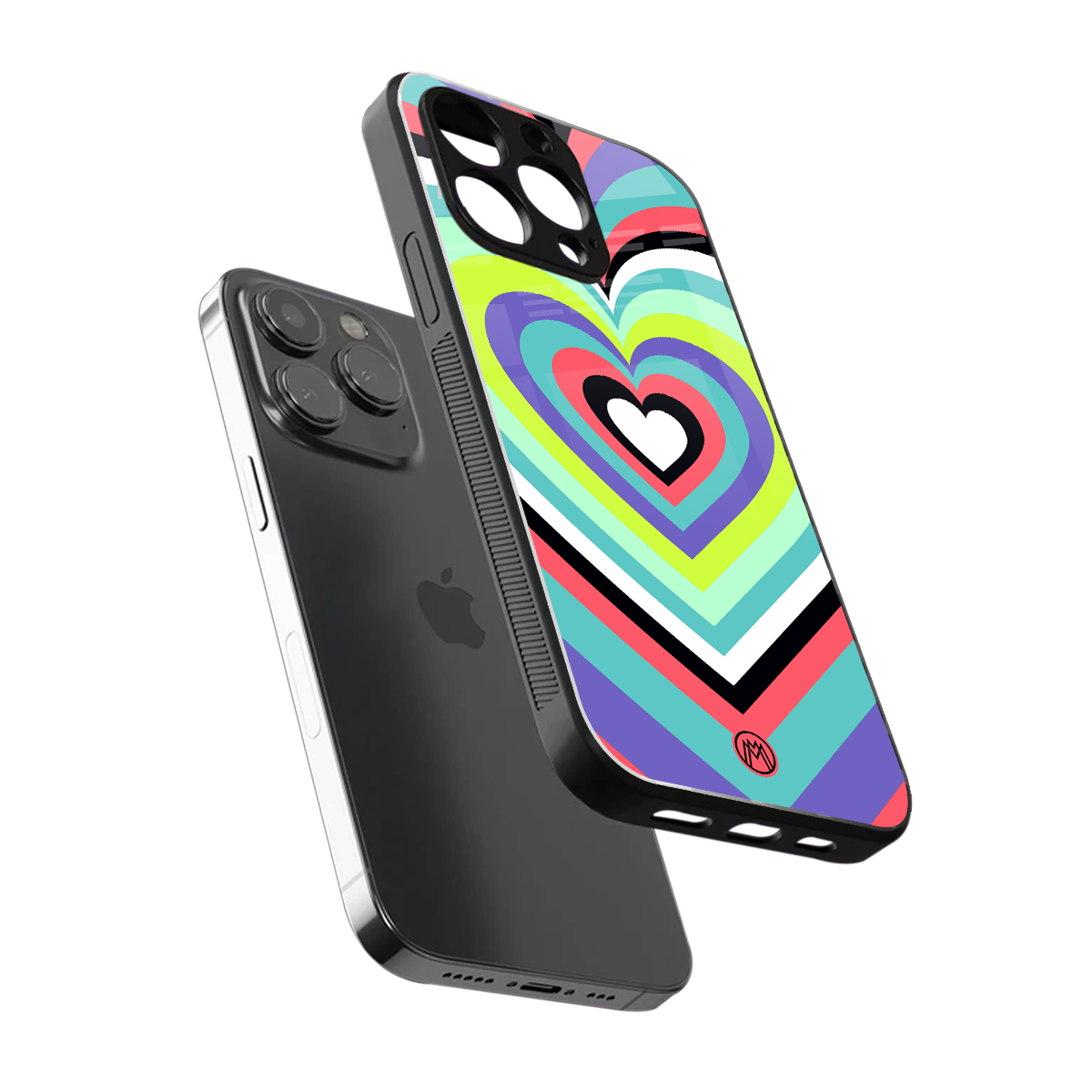 y2k sweet fusion pink hearts back phone cover | glass case for iphone 16 pro max