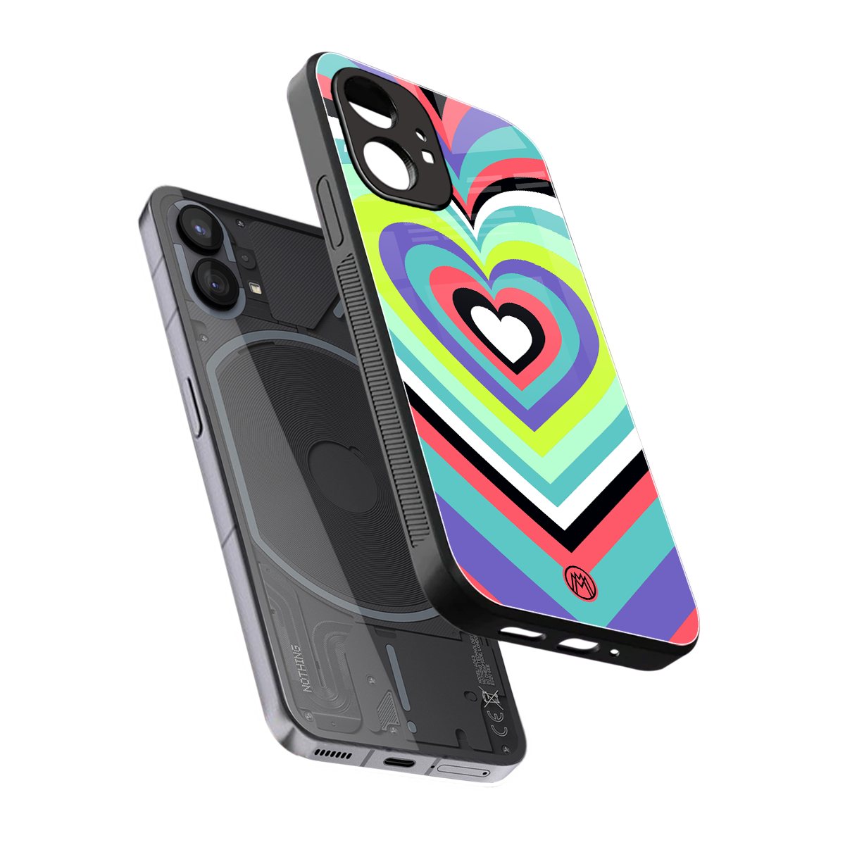 y2k sweet fusion pink hearts back phone cover | glass case for nothing phone 1