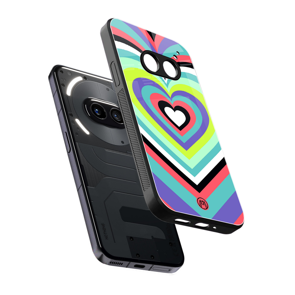 y2k sweet fusion pink hearts back phone cover | glass case for nothing phone 2a