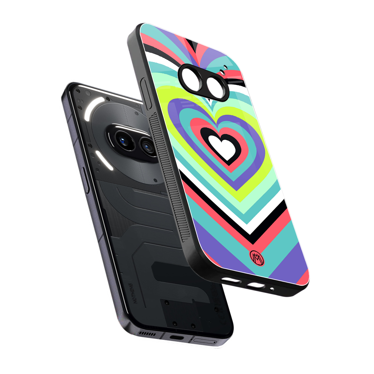y2k sweet fusion pink hearts back phone cover | glass case for nothing phone 2a
