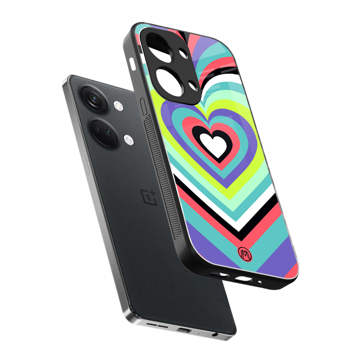 y2k sweet fusion pink hearts back phone cover | glass case for oneplus nord 3