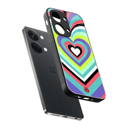 y2k sweet fusion pink hearts back phone cover | glass case for oneplus nord 3
