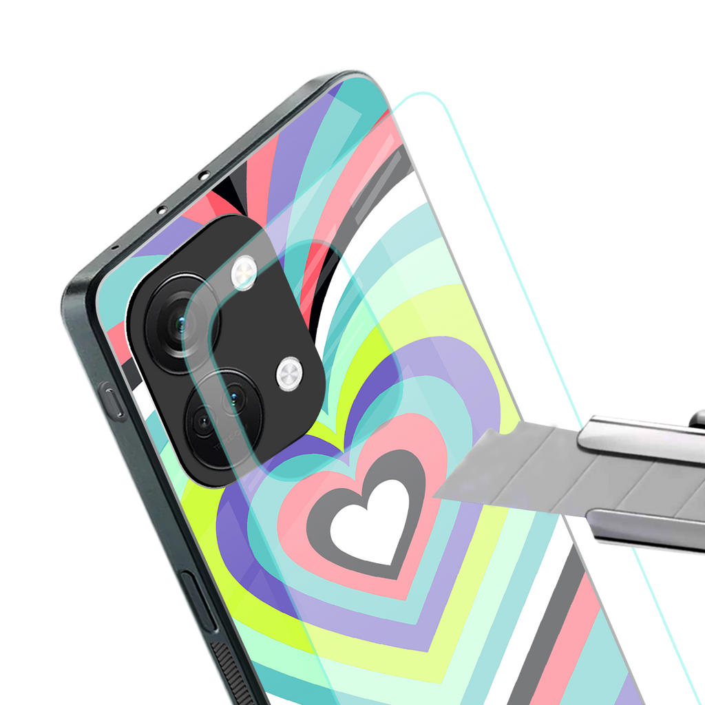 y2k sweet fusion pink hearts back phone cover | glass case for oneplus nord 3