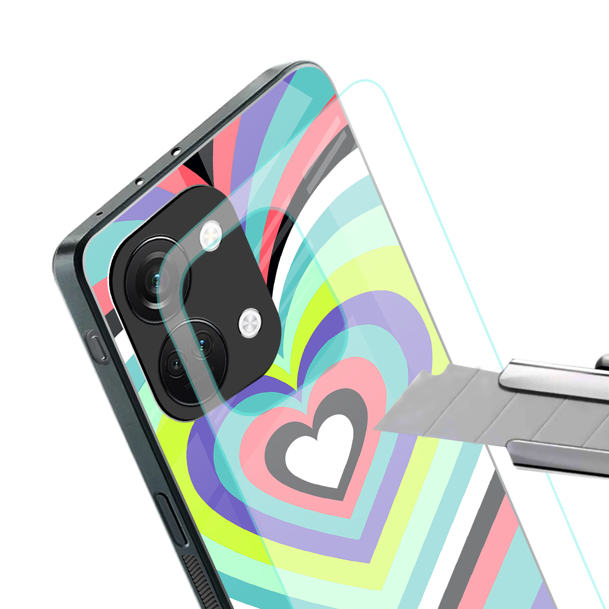 y2k sweet fusion pink hearts back phone cover | glass case for oneplus nord 3