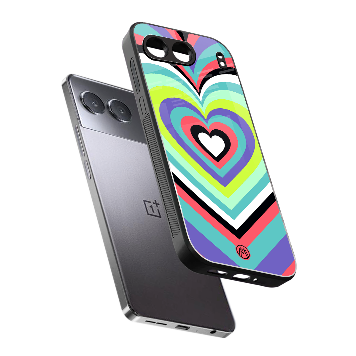 y2k sweet fusion pink hearts back phone cover | glass case for oneplus nord 4