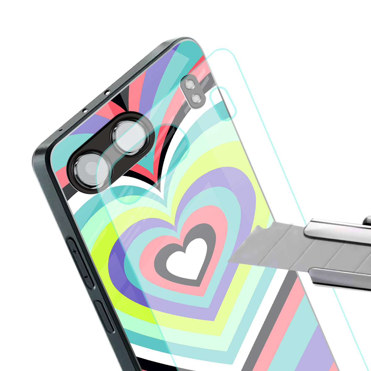 y2k sweet fusion pink hearts back phone cover | glass case for oneplus nord 4