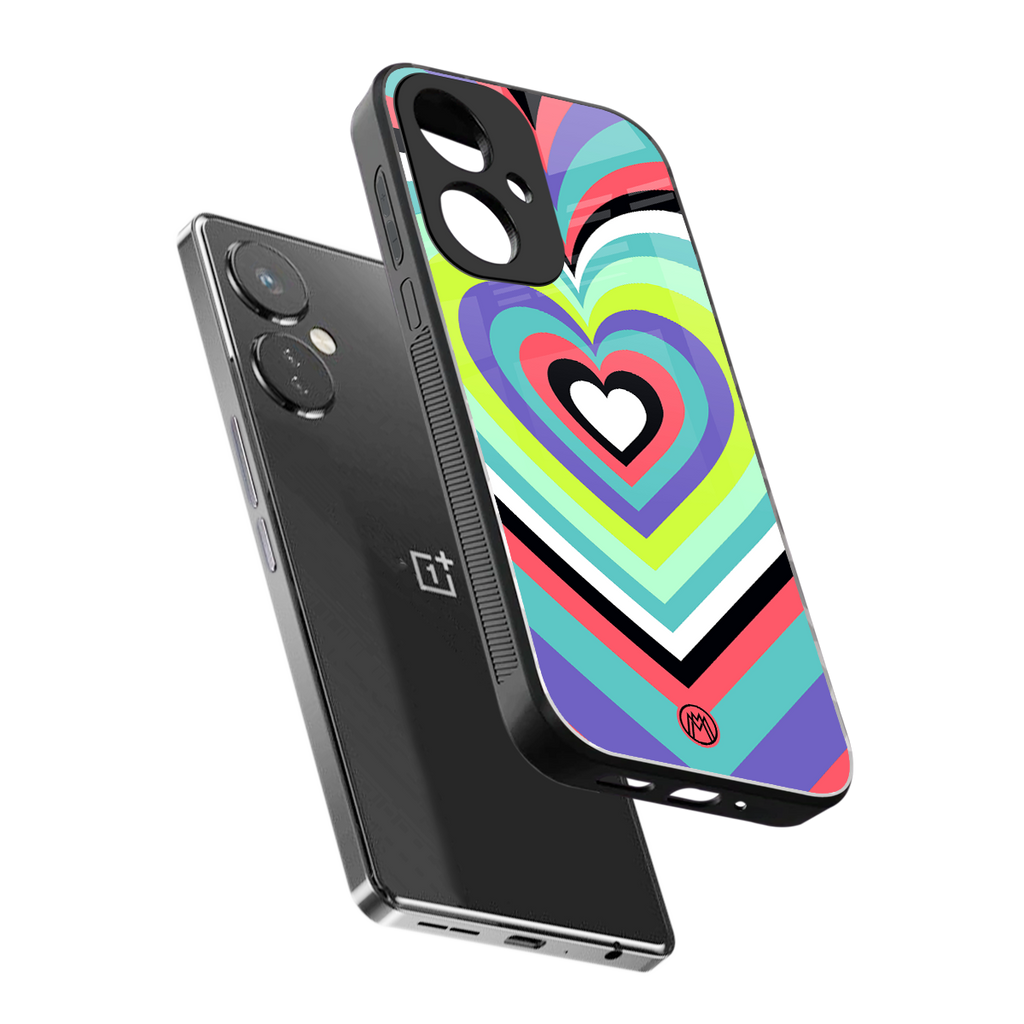y2k sweet fusion pink hearts back phone cover | glass case for oneplus nord ce 3