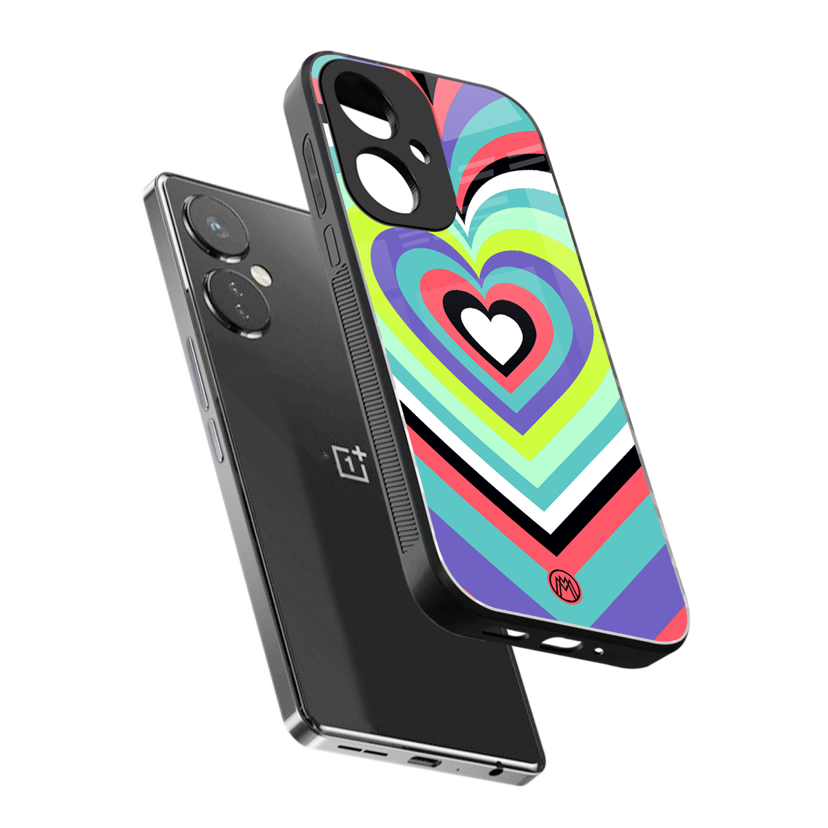 y2k sweet fusion pink hearts back phone cover | glass case for oneplus nord ce 3