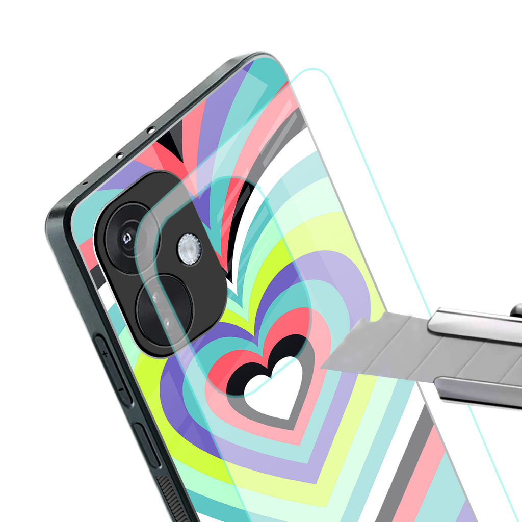 y2k sweet fusion pink hearts back phone cover | glass case for oneplus nord ce 3