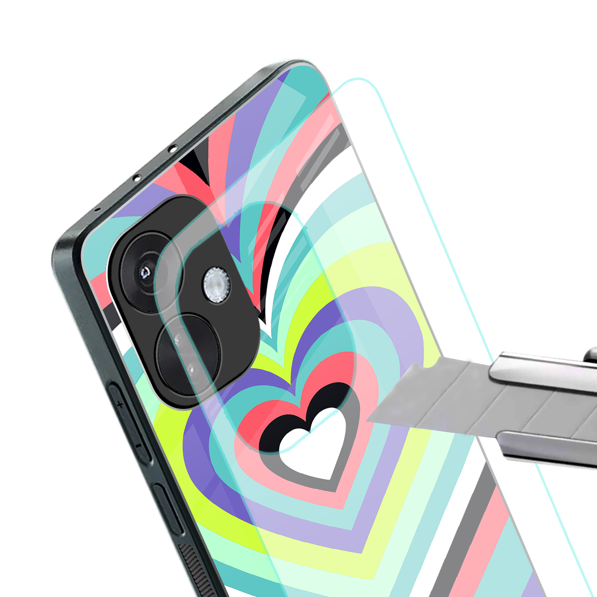 y2k sweet fusion pink hearts back phone cover | glass case for oneplus nord ce 3