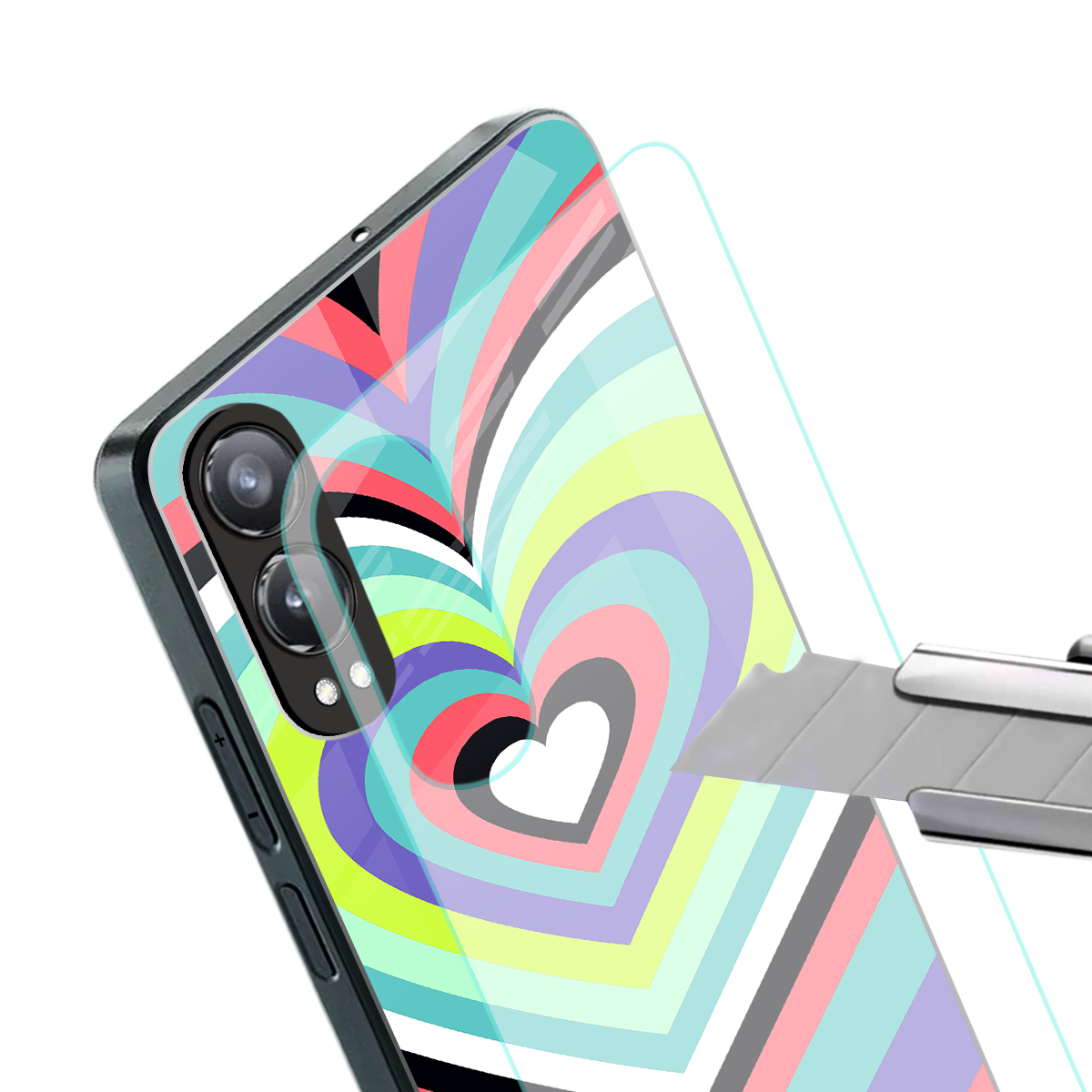 y2k sweet fusion pink hearts back phone cover | glass case for oneplus nord ce 4 lite