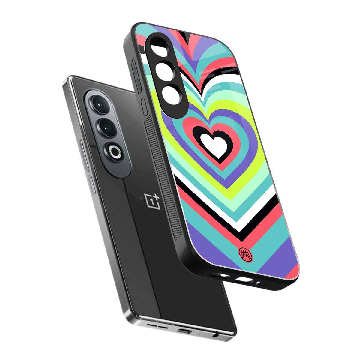 y2k sweet fusion pink hearts back phone cover | glass case for oneplus nord ce 4