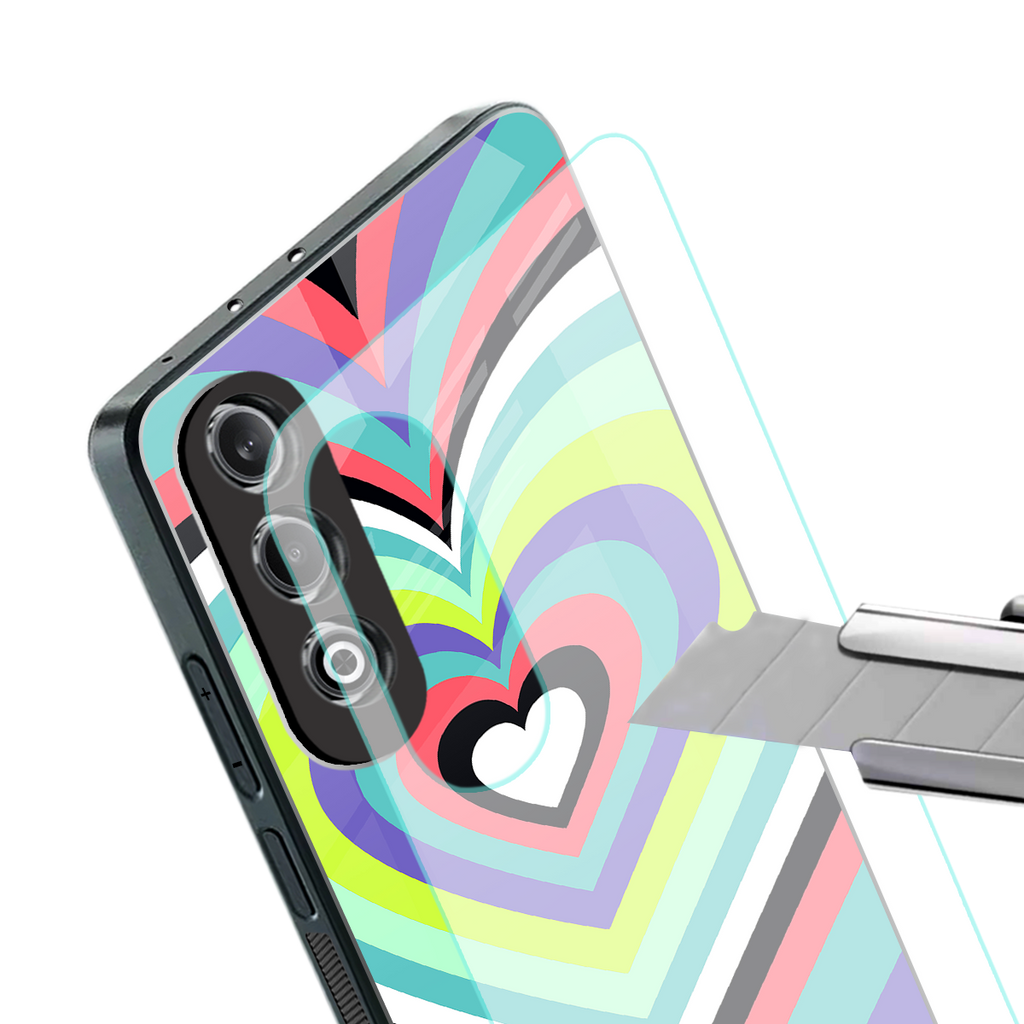 y2k sweet fusion pink hearts back phone cover | glass case for oneplus nord ce 4