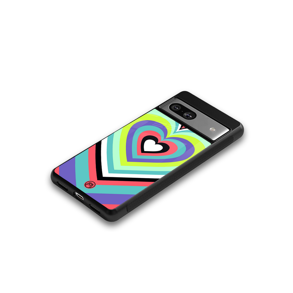 y2k sweet fusion pink hearts back phone cover | glass case for Google Pixel 7
