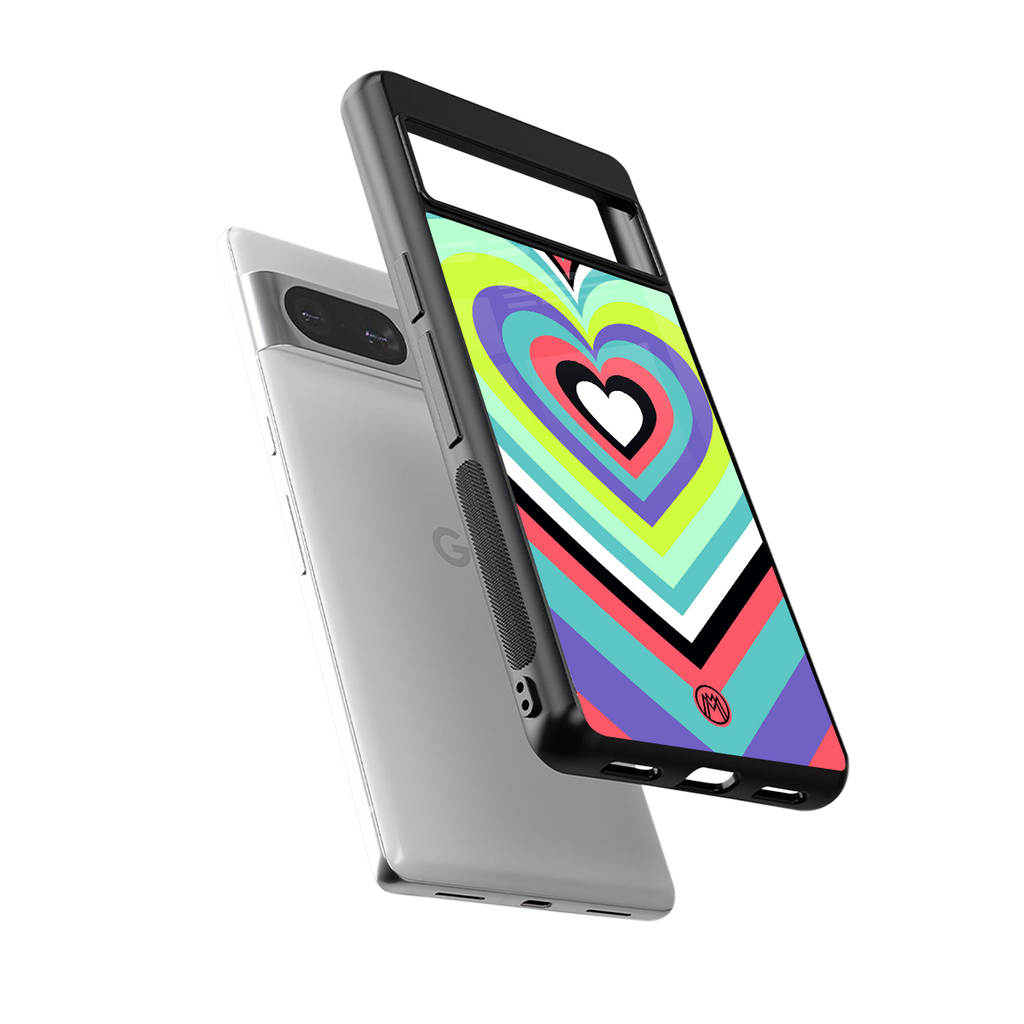 y2k sweet fusion pink hearts back phone cover | glass case for Google Pixel 8