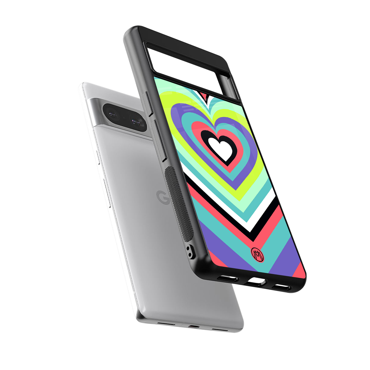 y2k sweet fusion pink hearts back phone cover | glass case for Google Pixel 8