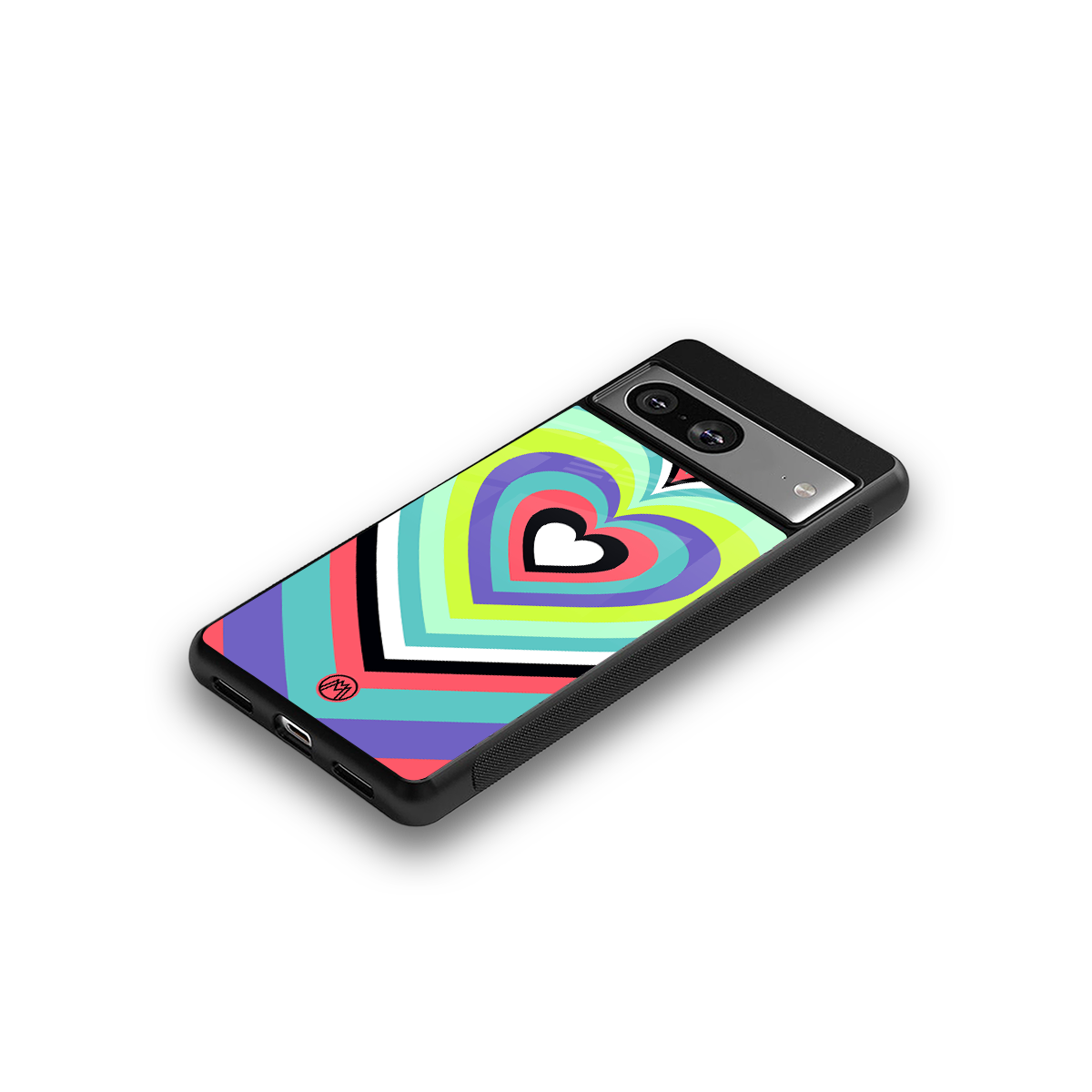 y2k sweet fusion pink hearts back phone cover | glass case for Google Pixel 8