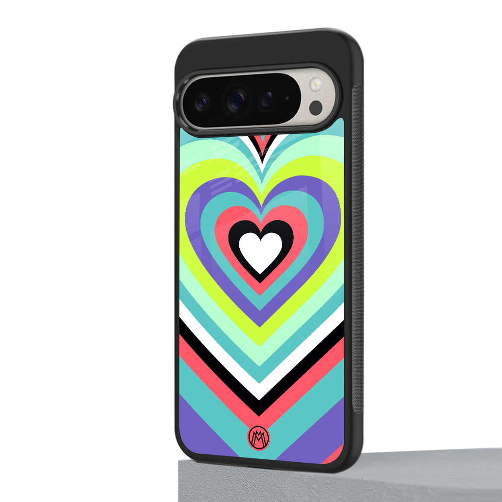 y2k sweet fusion pink hearts back phone cover | glass case for google pixel 9 pro