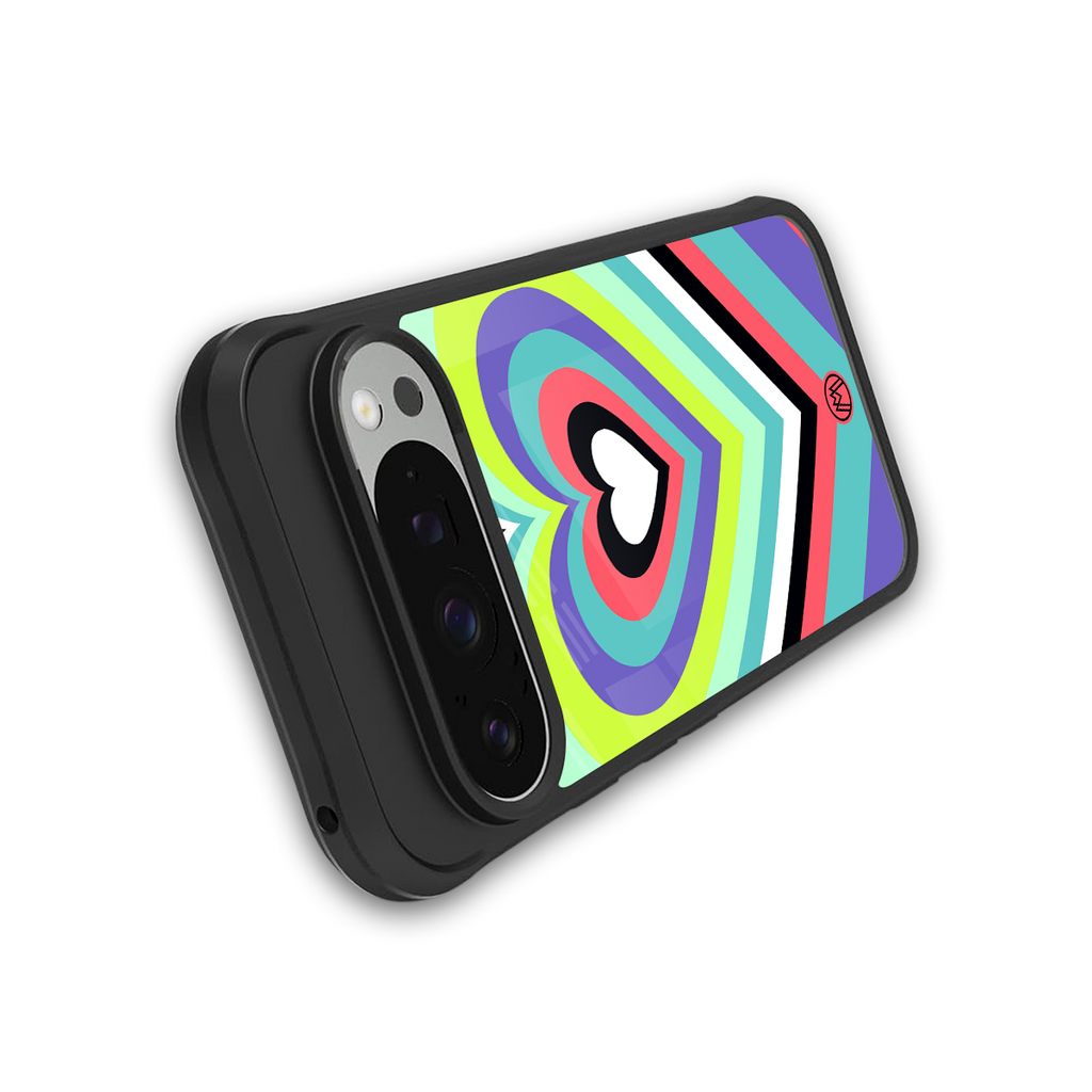 y2k sweet fusion pink hearts back phone cover | glass case for google pixel 9 pro