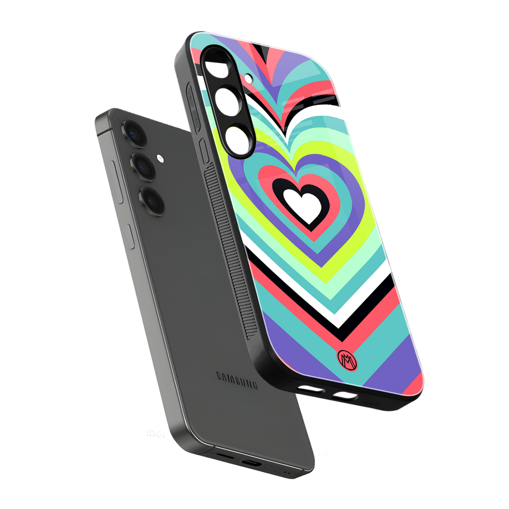 y2k sweet fusion pink hearts back phone cover | glass case for samsung galaxy s24