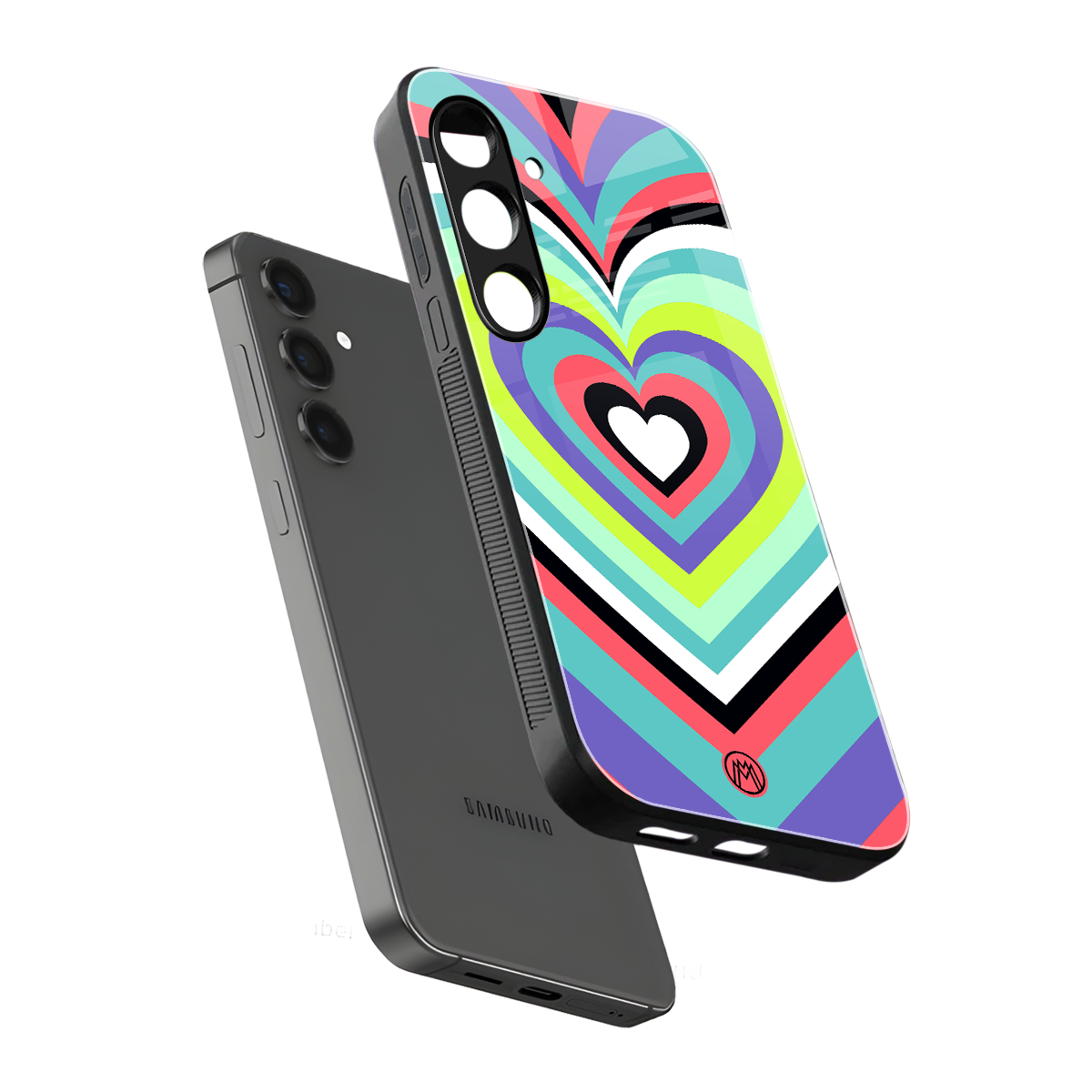 y2k sweet fusion pink hearts back phone cover | glass case for samsung galaxy s24