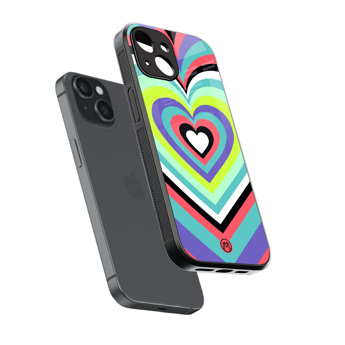 y2k sweet fusion pink hearts back phone cover | glass case for iphone 15