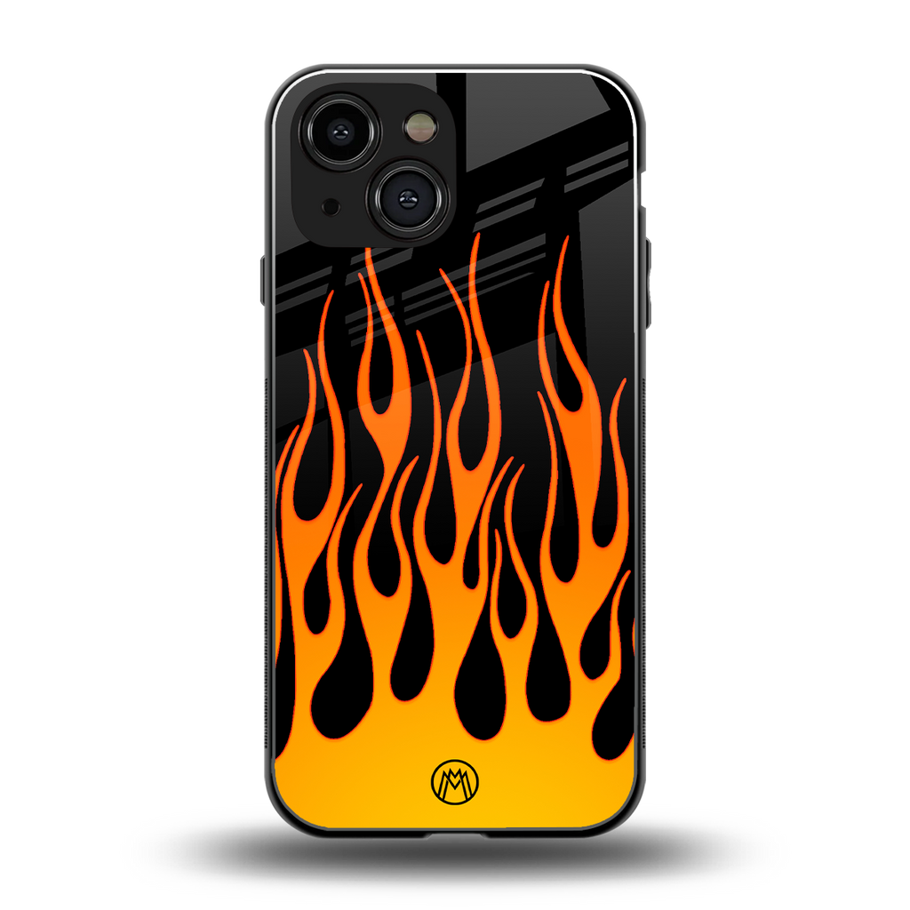y2k yellow flames back phone cover | glass case for iphone 13 mini