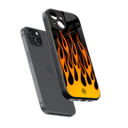 y2k yellow flames back phone cover | glass case for iphone 13 mini