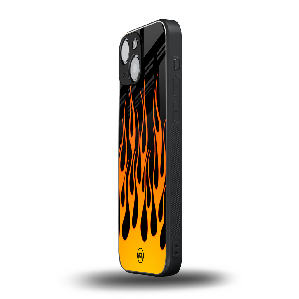y2k yellow flames back phone cover | glass case for iphone 13 mini