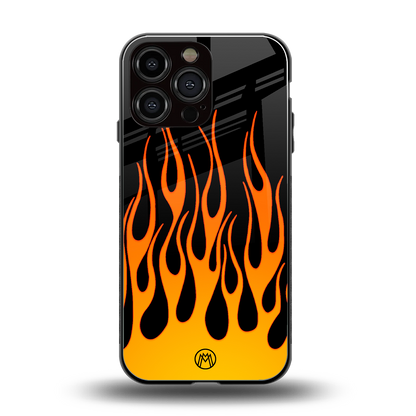 y2k yellow flames back phone cover | glass case for iphone 13 pro max