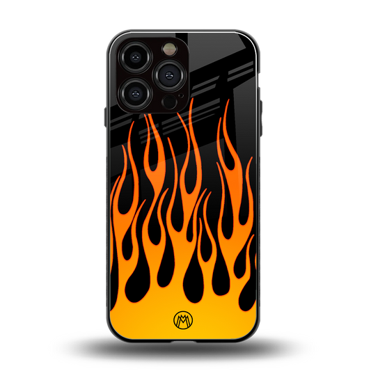 y2k yellow flames back phone cover | glass case for iphone 13 pro max