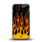 y2k yellow flames back phone cover | glass case for iphone 13
