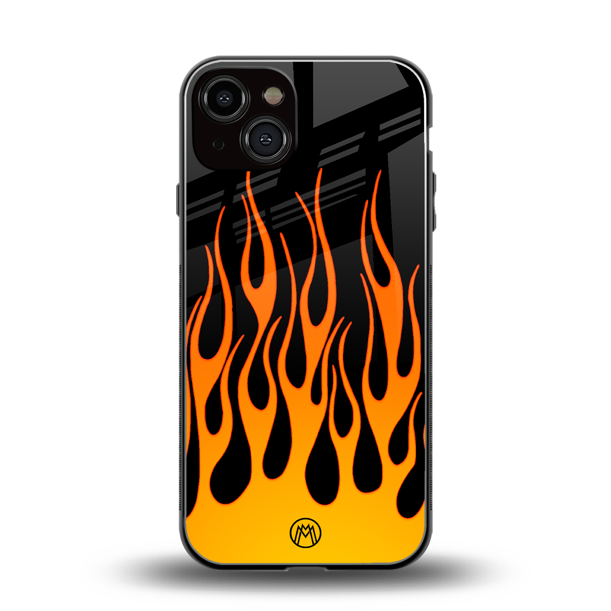 y2k yellow flames back phone cover | glass case for iphone 13