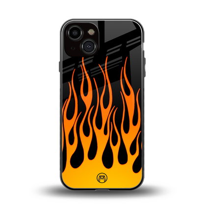 y2k yellow flames back phone cover | glass case for iphone 13