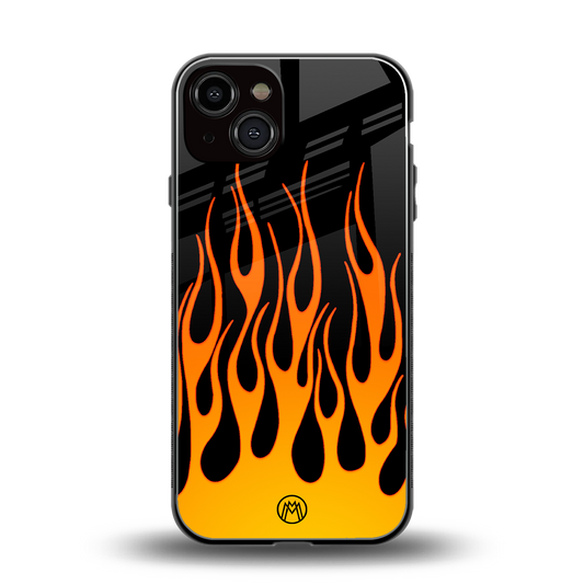 y2k yellow flames back phone cover | glass case for iphone 13